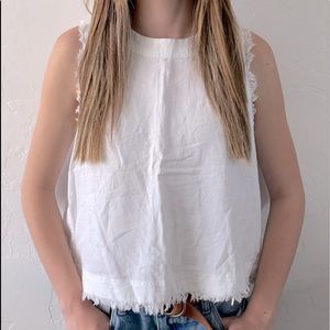 White Linen Thread & Supply button back tank M